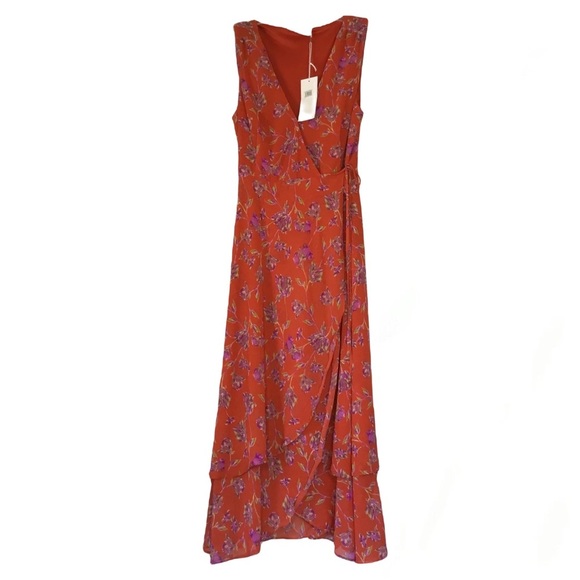 Lush Dresses & Skirts - Lush NWT Floral Wrap Maxi Dress in Orange. Sz XS